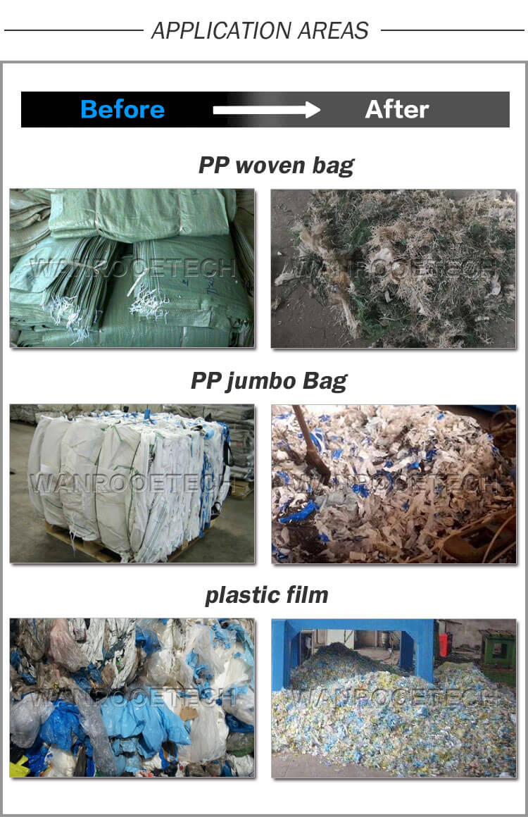Woven Bag Shredder, Plastic Bag Shredder, Raffia Bag Shredder,  PP Woven Bags Recycling, Jumbo Bag Shredder