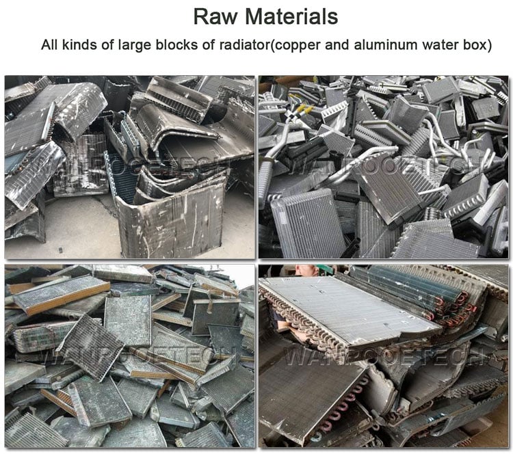 Waste Copper Aluminum Water Tank Scrap Radiator Recycling Plant