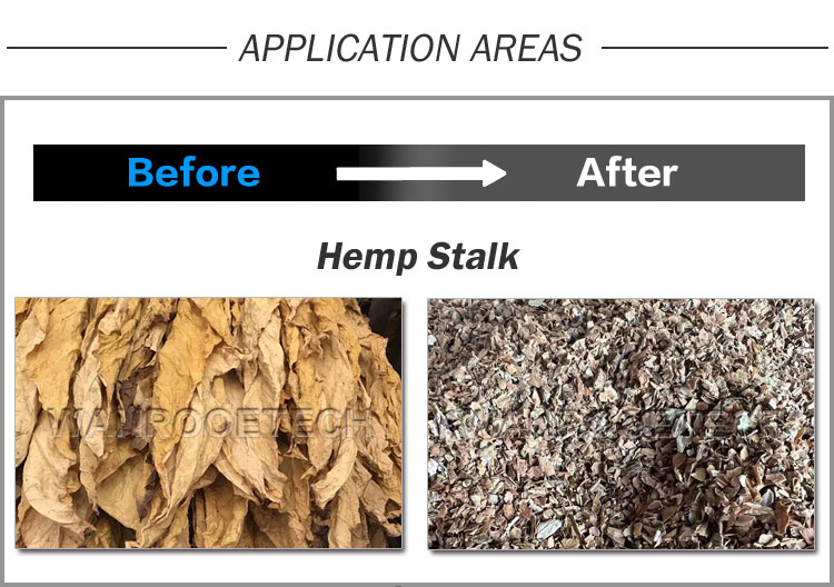Hemp Biomass Shredder Hemp Stalk Leaves Stem Recycling Machine Application