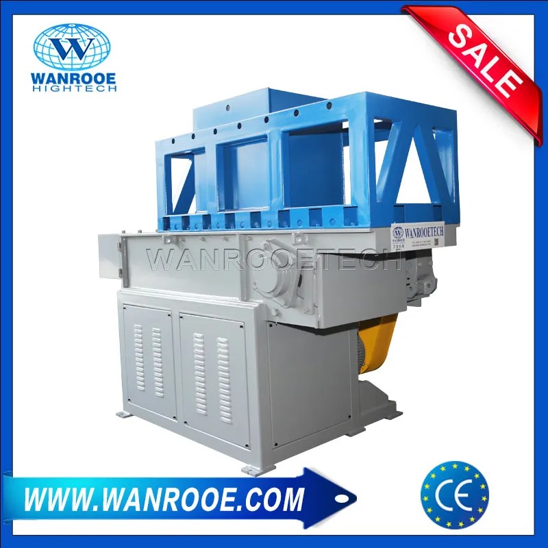 Шредер для измельчения труб из ПЭВП с вертикальным подвижным загрузочным бункером