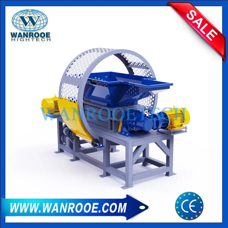 Шредер для резиновых шин с ротационным ситом